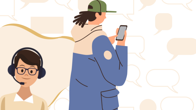 Illustrated person calling their local agency for help with BadgerCare Plus