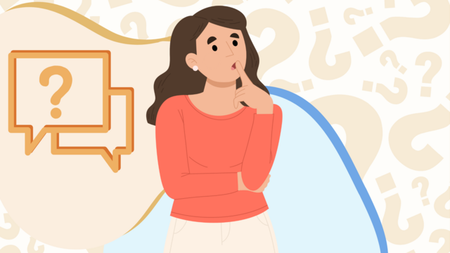Illustrated person thinking and asking questions