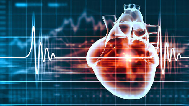 Graphic of a heart with beat rhythm line across the screen