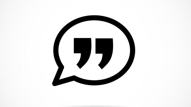 Speech bubble icon with quotes inside