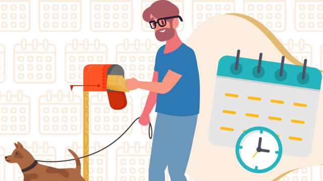 Illustrated person getting their Medicaid renewal notice in the mail