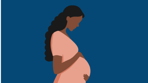Illustration of an expectant mother touching her stomach