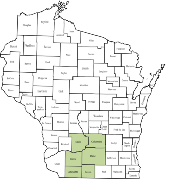 A map of Wisconsin with region 7 highlighted