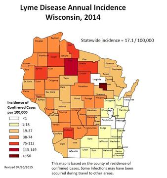 Lyme Disease Incidence 2014 Map