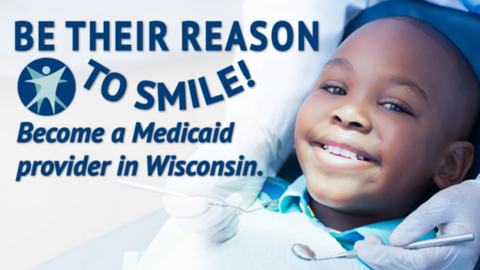 Child smiling at the camera. Be their reason to smile. Become Medicaid provider.