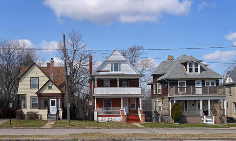 Row of older houses in a suburb
