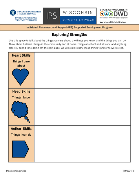 IPS Job Seeker Strengths Worksheet Page 1