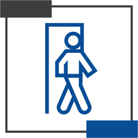 Person walking through door