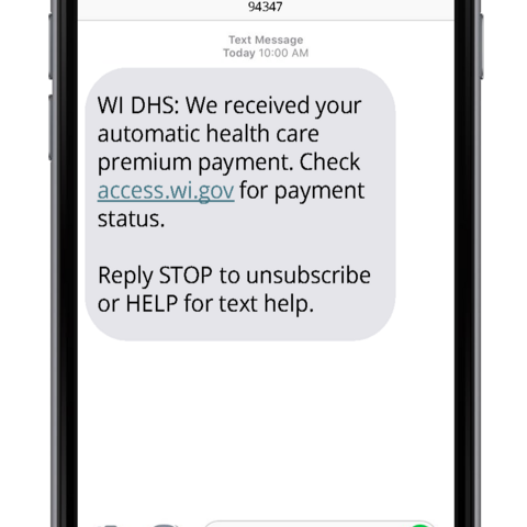 SMS Text Message Showing MAPP Autopayment Confirmation