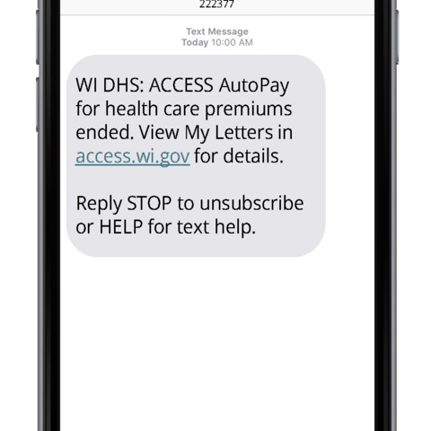 SMS Text Message Showing MAPP Autopay Disenrollment