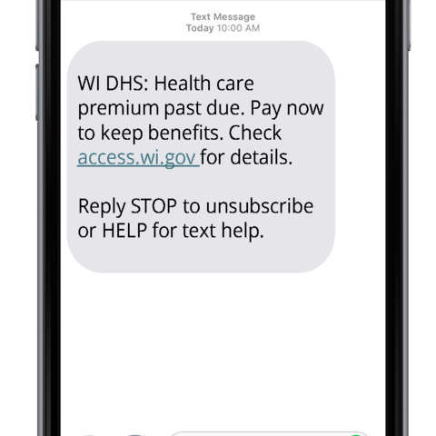SMS Text Message Saying a MAPP Payment Is Past Due