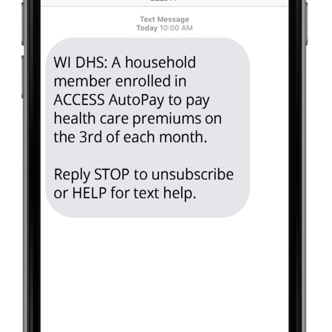 SMS Text Message showing MAPP Autopay Enrollment