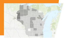 Map of Wisconsin with county outlines