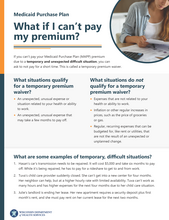 Cover of Medicaid Purchase Plan: What If I Can't Pay May Premium Document