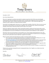 Letter to School Administrators from Tony Evers regarding e-cigarettes