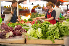 Vegetables at a market stall.