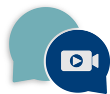 Interactive services icon, speech bubbles with camera