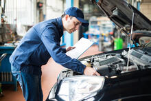 Mechanic doing an engine check