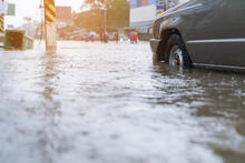 Car in flood waters