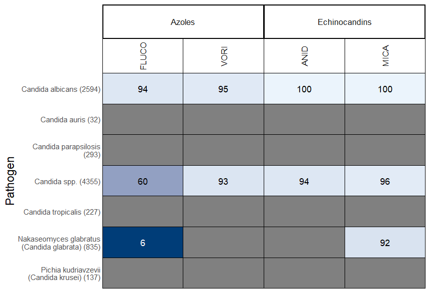 Blood culture fungal antibiogram