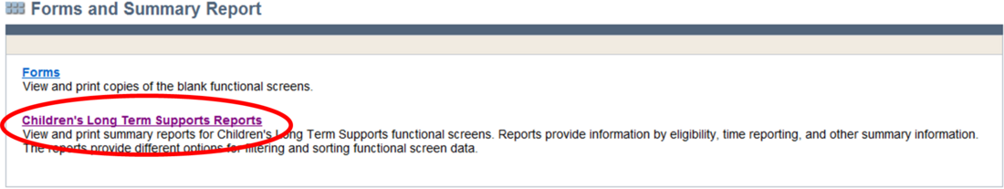 CLTS Functional Screen Module 11 Forms and Summary Report
