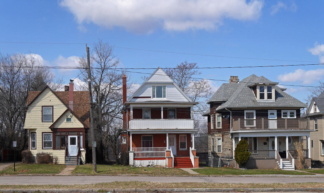 Row of older houses in a suburb