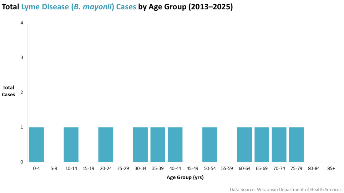 B. mayonii, Lyme disease cases by age group