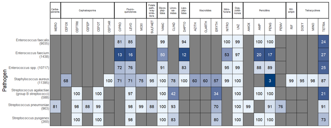 All culture types gram positive antibiogram