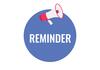 Blue circle with megaphone and the word Reminder